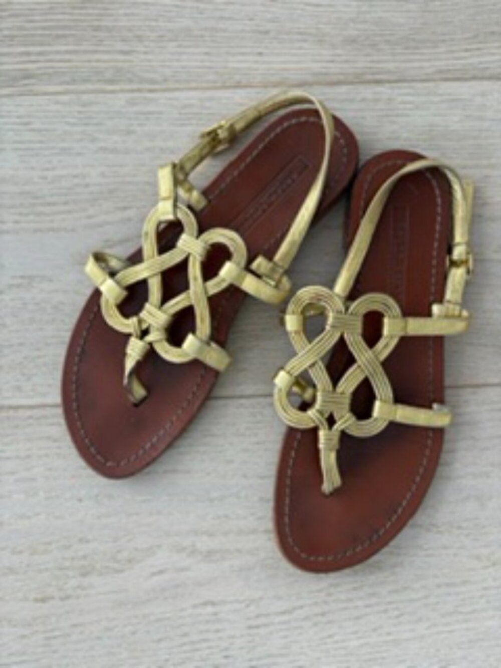 Gold Celtic Infinity Knot Flat Sandals | Italian Leather | Size 7B